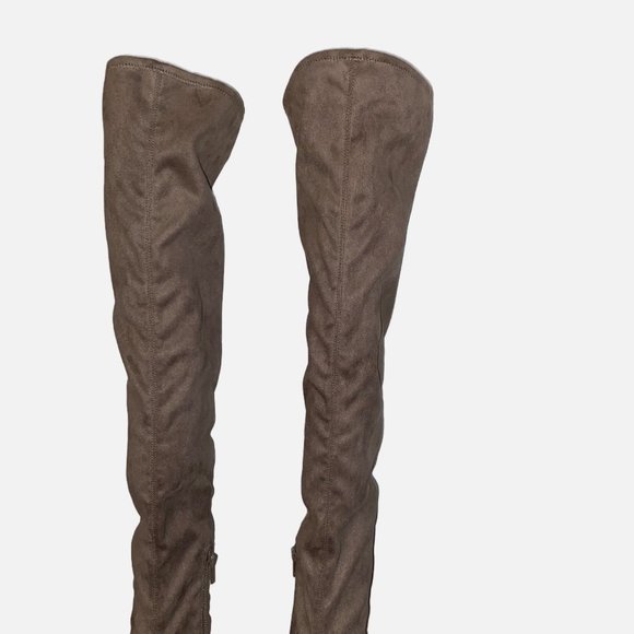 Marc Fisher Ltd Tan Faux Suede Thigh High Block Heel Boots 6.5 - Picture 8 of 10